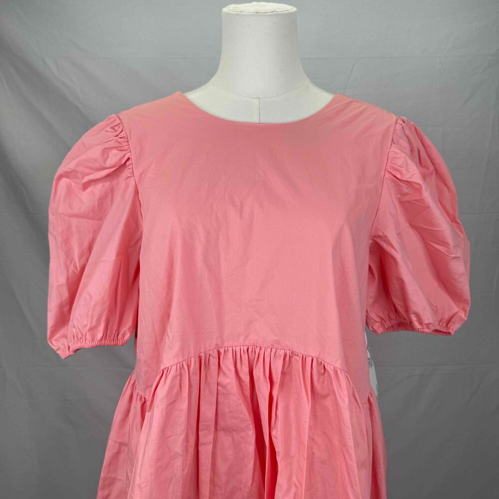 NWT Hyacinth House Tuckernuck Pink Puff Sleeve Crew Neck Babydoll Dress Small - Picture 3 of 15